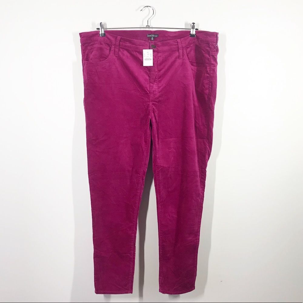 J. Crew mid rise skinny pink velvet pants